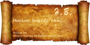Hentes Boglárka névjegykártya